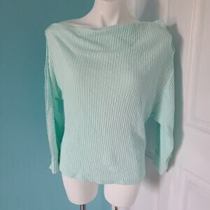 Gibson Seafoam Green Ribbed Lightweight Sweater